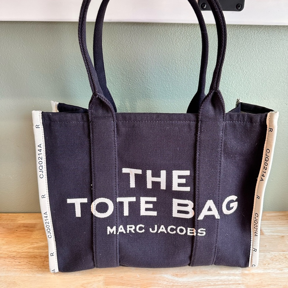 Marc Jacobs Black Canvas Tote with Bold Branding